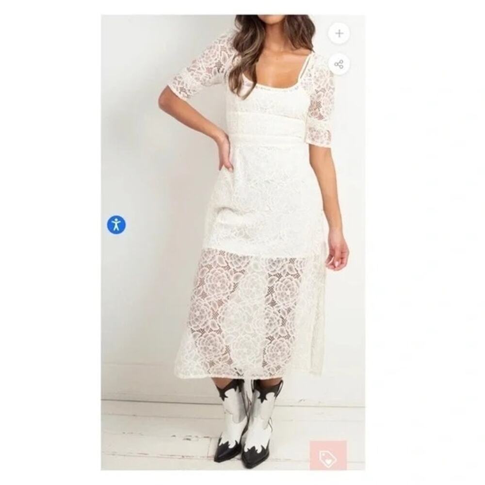 FOR LOVE & LEMONS-NWT- MARILYN MIDI DRESS- LACED IVORY Sz:XS Ret$288 *HOT ITEM*‎ - Picture 5 of 9